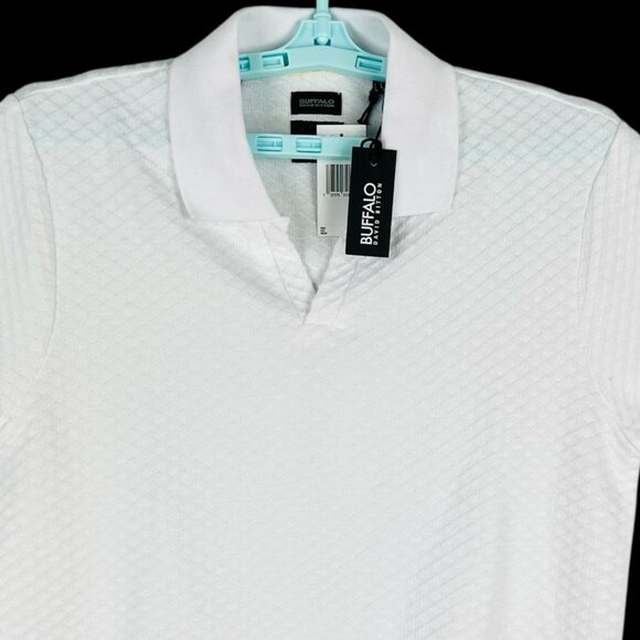 Buffalo David Bitton Mens Willians White Short Sleeve Polo Shirt Size Medium NWT - Picture 3 of 12